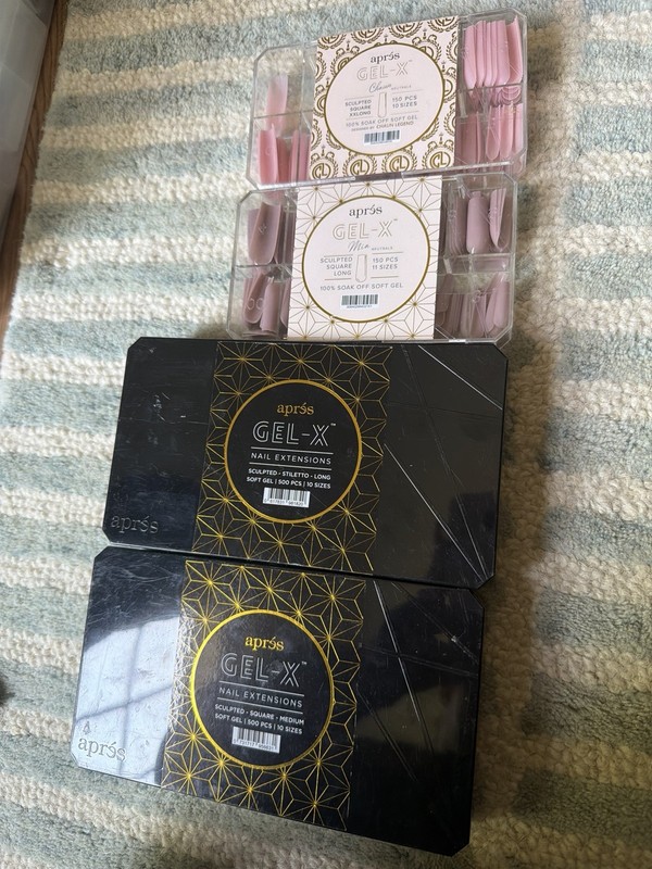 Aprés Gel-X Soft Gel Full Cover Long Square Nail Tips Pink & Clear