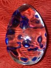 Paperweight Egg Shape Clear Cobalt Blue Art Glass 3.5 Inch - 4