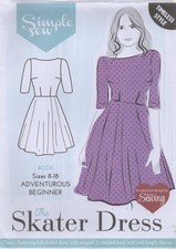 Simple Sew Pattern 006 for The Skater Dress with Low V Back Sizes 8 - 18 New