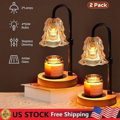 2Pack Candle Warmer Lamp,Adjustable Glass Lamp Candle Warmer with Timer Dimmable