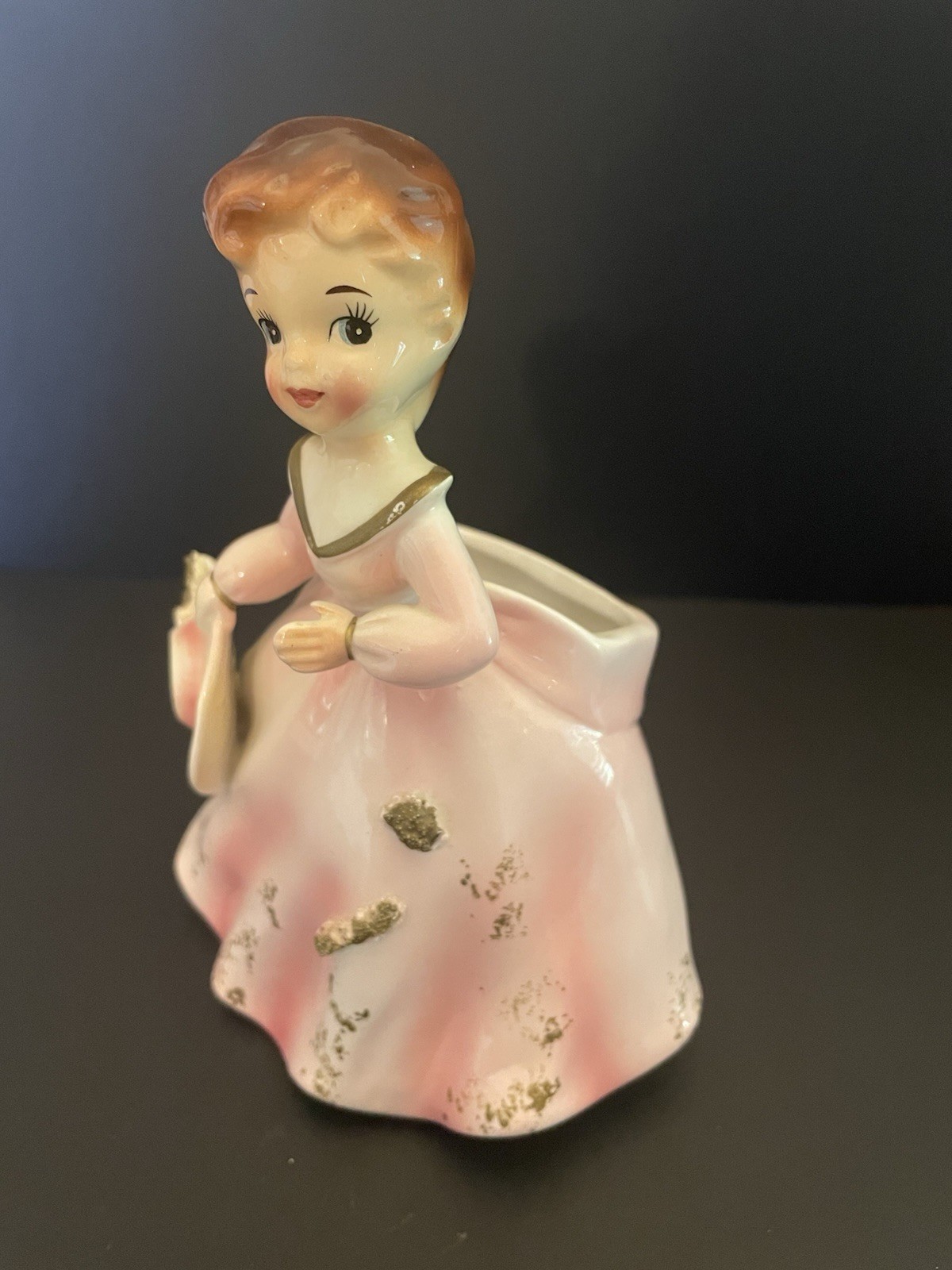 Vintage Enesco Imports Japan Ceramic Figurine Girl Planter