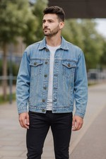 Mens Denim Jacket Cotton Classic Trucker Jeans Jacket Western Style Small To 6XL