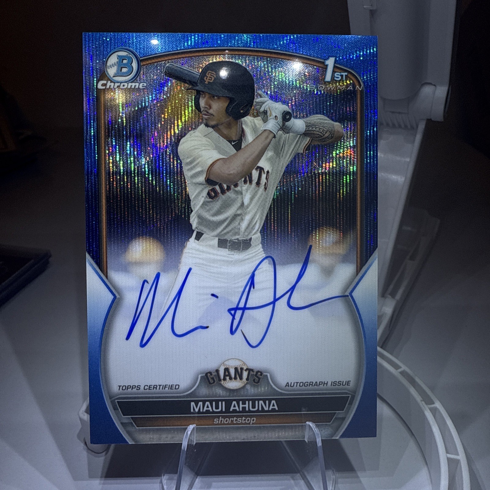 2023 Bowman Draft 1st Maui Ahuna Chrome Prospect Auto Blue Wave Refractor  /150