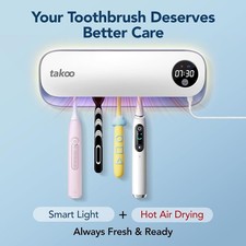 Toothbrush Cleaner, 4 Slots Wall Mounted Toothbrush Holder for Bathroom, Smart