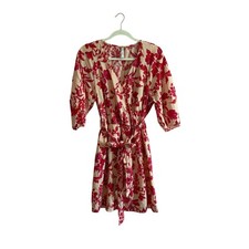 Mango Resortwear Floral Print Quarter Sleeve Wrap Mini Dress w/belt Size 6