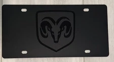 DODGE RAM Black Matte Stainless Steel License Plate 3D Raised Logo