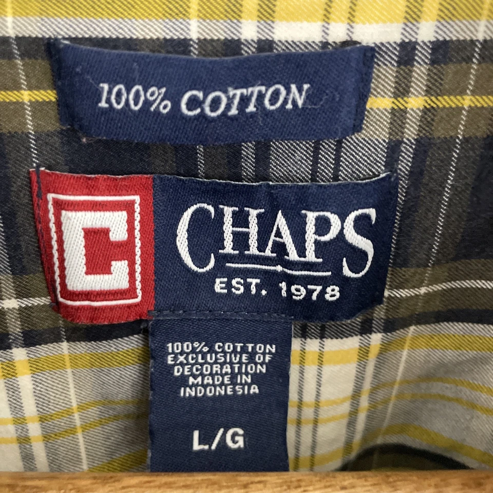 Chaps Shirt Mens Large Multicolor Plaid Long Sleeve Button Down 100% Cotton - Image 3 of 4