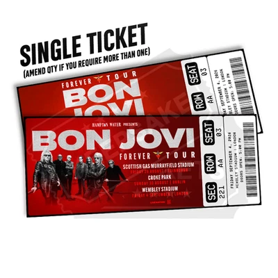 CUSTOM Bon Jovi Mock Ticket Forever Tour 2026 | Personalized Gift Reveal | Keepsake