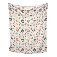 Cream Paw Print Plush Pet Lightweight Blanket - 50" x 60" - Cute for Dogs - G...