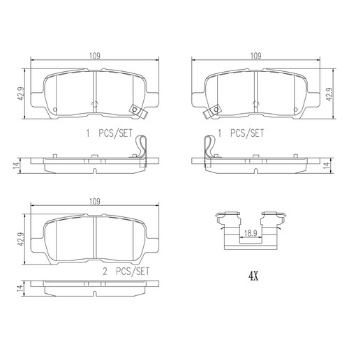 Kit Pastillas Freno Cerámicas Traseras Brembo P37014N para 2004-08 Grand Prix / 11-16 Impala - Imagen 2 de 11