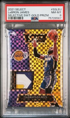 2021 Select LeBron James Selective Gold Prizm Patch /10 PSA 8