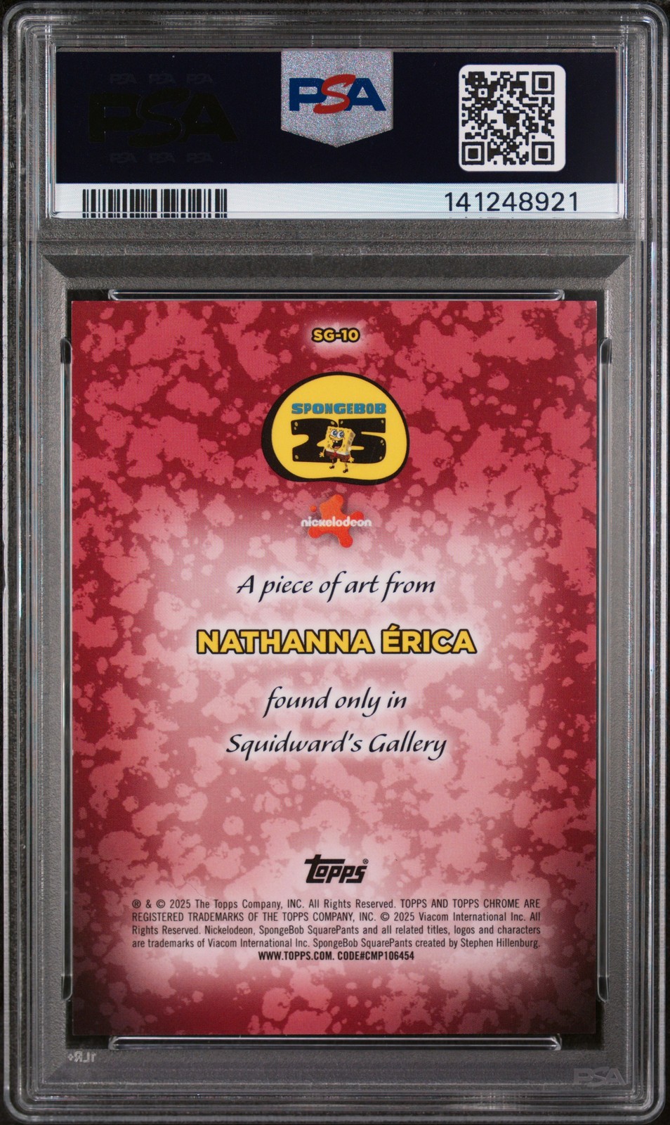 Squidward's Gallery Nathanna Erica SG-10 Topps Chrome Spongebob PSA 9 *921 view 2