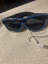 Light LED Neon Rave Glasses Glow Flashing Sunglasses Black/Blue
