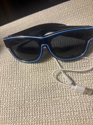 Light LED Neon Rave Glasses Glow Flashing Sunglasses Black/Blue 