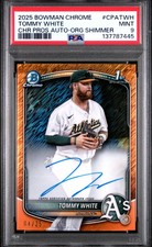 2025 Bowman Chrome Prospect Auto Tommy White #CPATWH Orange Shimmer 04/25 PSA 9