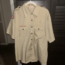 Boy Scout BSA UNIFORM SHIRT Mens 2XL 2x Extra Large Tan Short Sleeve P16
