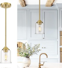 Gold Pendant Light   Brushed Gold   Modern Mid-Century 1-Light Hanging Fixture  