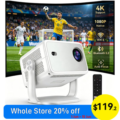 PT10 Smart Projector 25000 Lumen Native 1080P WiFi 6 & Bluetooth Home Theater