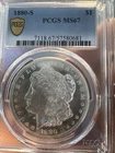 1880 s morgan silver dollar $1, Ms67 Pcgs Certified In A Gold Shield Holder