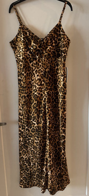 Sofia Jeans by Sofia Vergara Leopard Print spaghetti straps Midi Dress Size M