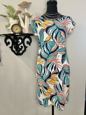 T By Talbots Tropical Floral UPF 50 Coastal Vacation Resort Wear Dress Sz XS
