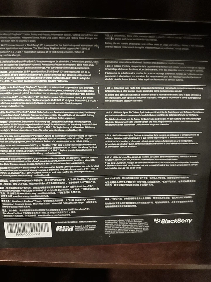 Tablet Blackberry Playbook 16 GB Wi-Fi 7 pulgadas negra nueva sellada Foto 3 de 3