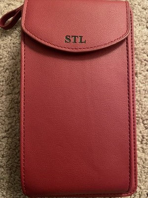 New Crossbody Purse Wallet Red Travel Organization Removable Strap outside pkt