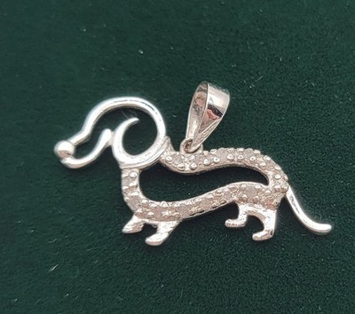 MO Sterlingsilber echter Diamant Dackel Anhänger Charm keine Kette enthalten