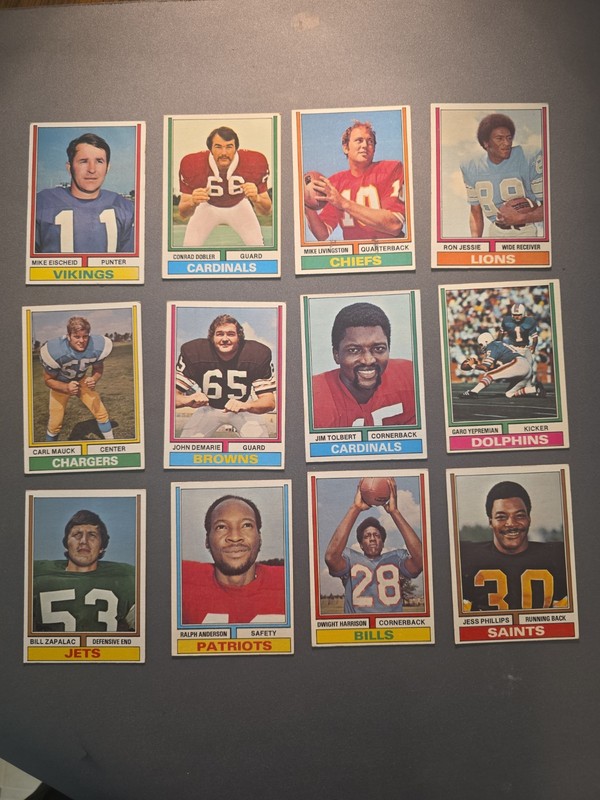 1974 Topps football card lot of 12 VG-EX