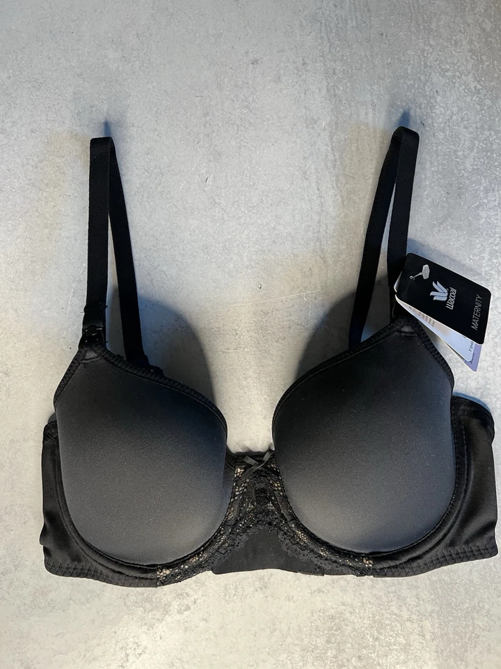 Wacoal Maternidad Camiseta Sujetador Enfermería Con Aros Negro Moldeado Acolchado 38C 859221 Foto 4 de 4