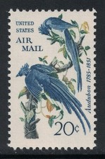 Scott C71- Columbia Jays, John J. Audubon- MNH 20c 1967- unused AIRMAIL stamp