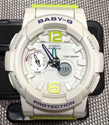 Excellent Baby-G BGA-180 White Tide Graph