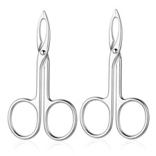 2 Pieces Tweezers Scissor Handle Straight Tip Eyebrows Tweezers Scissors Shaped