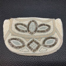 Art Deco French Micro Glass Beaded Chatelaine Evening Coin Purse Hand Bag