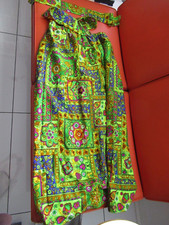 VTG 1970s MAXI SKIRT Black  Avocado Green Daisy Print, Floral, Hippie, Boho