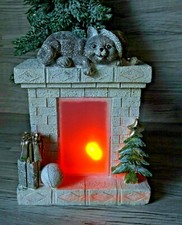 LED Leuchtdekoration-Kätzchen a. Kamin-Deko Figur-weiß-Katze-Tischdeko-17,5 cm *