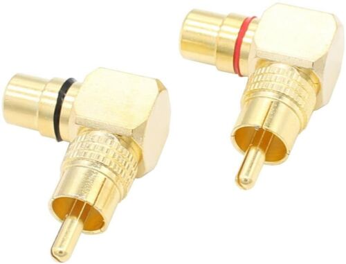 Confezione 6 Adattatore RCA Angolo Retto 90° Femmina a Maschio Ottone Placcato Oro Connettore US - Foto 8 di 10