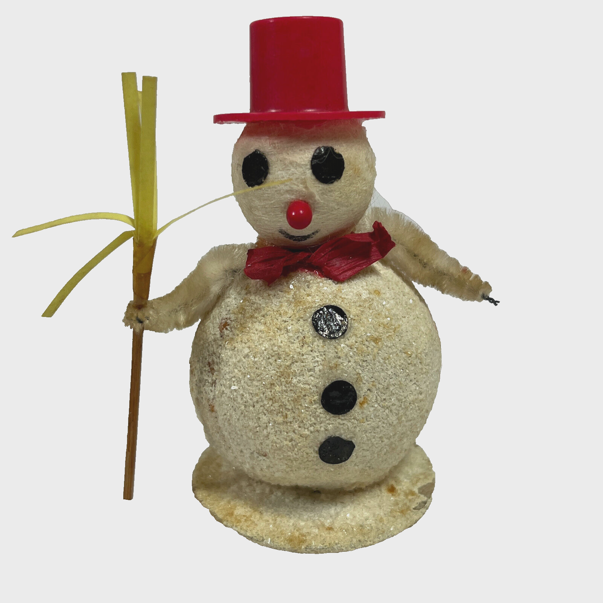 スノチル　コンプ 3 VTG Japan snowmen spun putz chenille mica standing MCM