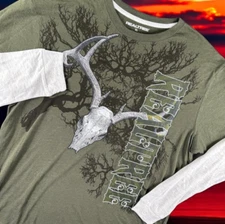 Realtree Shirt Men XL Undersleeve Graphic Skull Buck Deer Hunting Camo Spellout