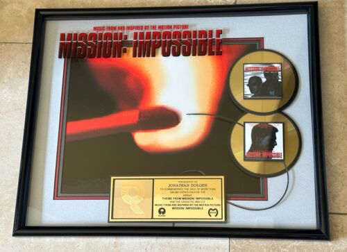 TOM CRUISE MOVIE MISSION IMPOSSIBLE RIAA CERTIFIED 500,000 CD SOUNDTRACK PLAQUE - Afbeelding 1 van 8