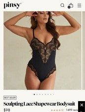 Pinsy Sculpting Lace Shapewear Bodysuit Size L NWT