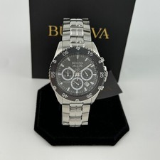 Bulova Marine Star 98B401Chronograph Black Dial Stainless Steel Men's Watch 41.5