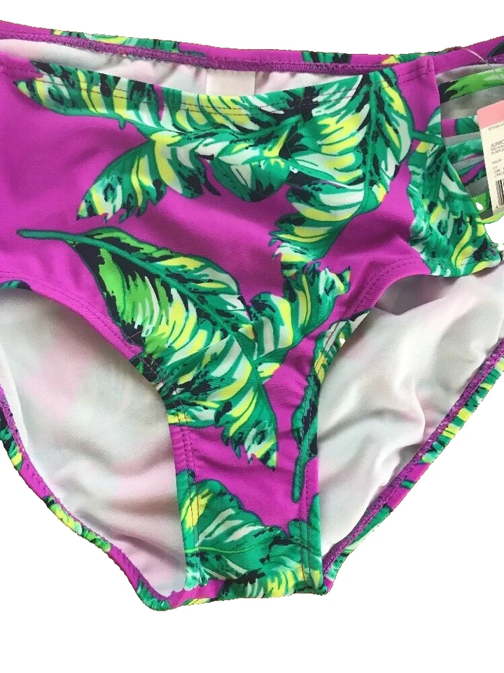 Bikini Bongo Mujer Pestaña Lateral Parte Inferior Estampado Palma Talla XL Púrpura-Nuevo-ENVÍO N 24 HORAS Foto 4 de 4