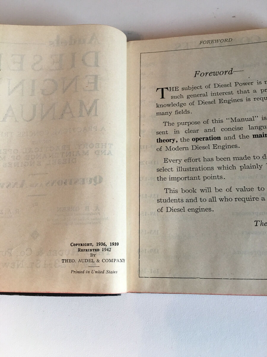 1939 Audels Diesel Engine Manual Questions & Answers Illustrated