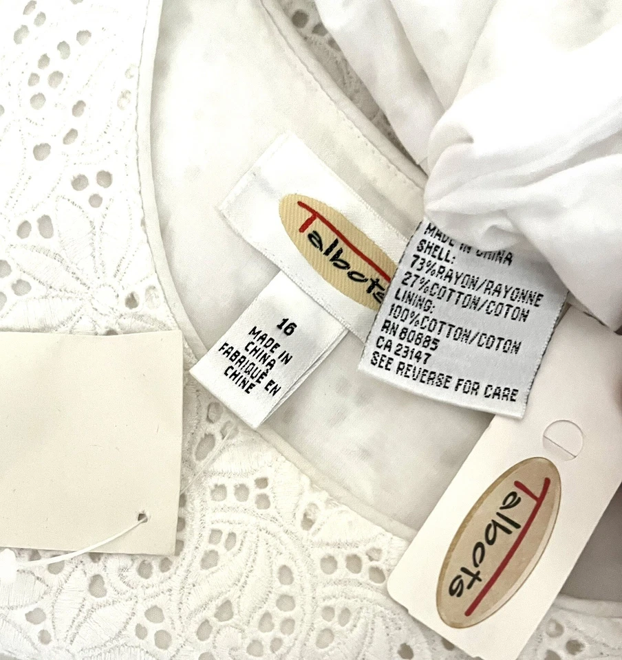BNWT TALBOTS WHITE eyelet broderie anglaise lined top UK 18 RRP£89 - Image 3 of 4