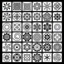 36 Pack Mandala Stencils 3.6x3.6 Inch Mandala Dotting Painting Template