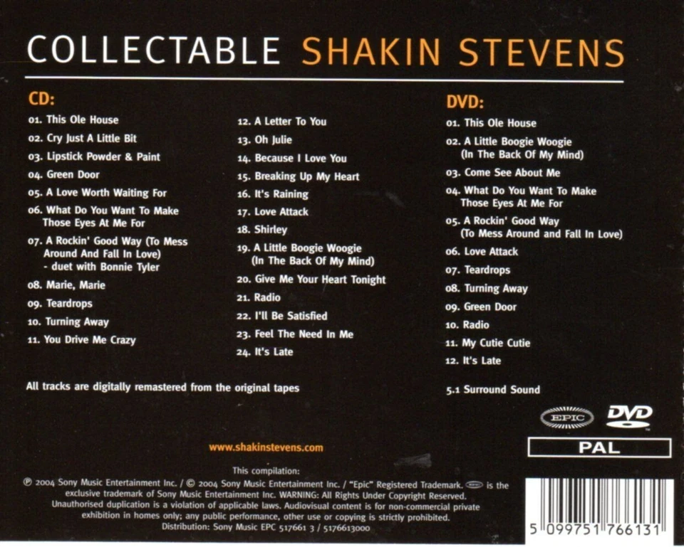 CD + DVD Shakin Stevens - Collectable, 2004, RAR, PAL - Bild 2 von 2