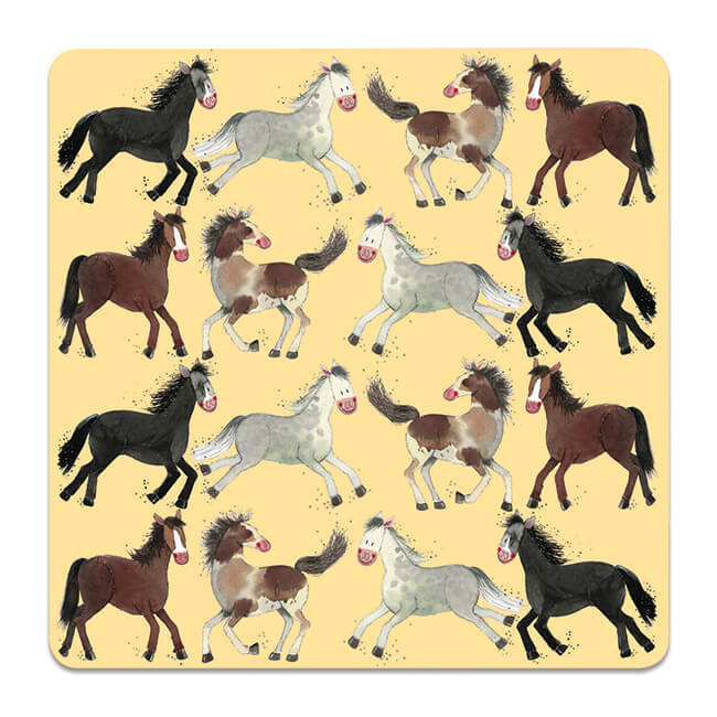 Horses Corked Backed Coaster, Alex Clark, Animal Collectables, Coffee Table C100