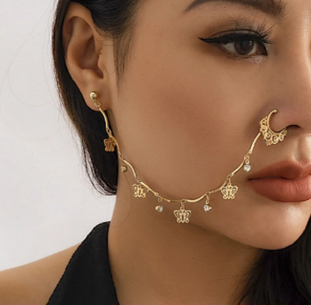 Silvermerc Gold plated Nosering with Chain