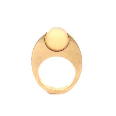Pierre Cardin Gemstone Gold Ring 14k Yellow Oval Flat Style